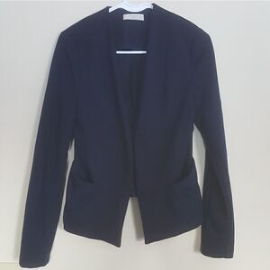 Elodie Blue Long Sleeve Open Front Blazer Jacket Size Small